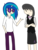 Size: 750x1000 | Tagged: safe, artist:staticwave12, dj pon-3, octavia melody, vinyl scratch, human, g4, adventure time, clothes, crossover, female, horn, horned humanization, humanized, male, simple background, style emulation, transparent background