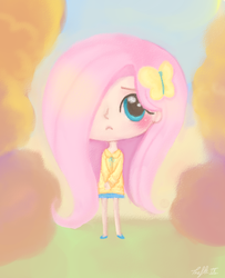 Size: 1045x1285 | Tagged: safe, artist:trefleix, fluttershy, human, g4, female, humanized, solo