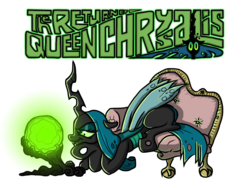 Size: 1024x768 | Tagged: safe, artist:yula568, idw, queen chrysalis, changeling, changeling queen, g4, the return of queen chrysalis, couch, female, i can't believe it's not idw, lounging, solo, style emulation