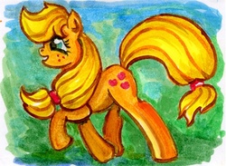 Size: 450x329 | Tagged: safe, artist:maytee, applejack, earth pony, pony, g4, female, solo, traditional art