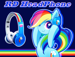 Size: 1000x760 | Tagged: safe, artist:chinpui, rainbow dash, pony, g4, bipedal, female, headphones, heart eyes, pixiv, solo, wingding eyes