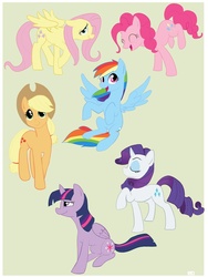 Size: 1000x1333 | Tagged: safe, artist:firefox2007, applejack, fluttershy, pinkie pie, rainbow dash, rarity, twilight sparkle, alicorn, pony, g4, female, mane six, mare, twilight sparkle (alicorn)