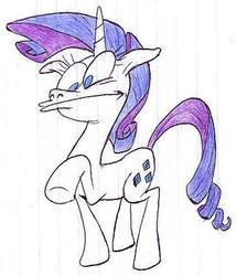 Size: 332x388 | Tagged: safe, artist:bapplejuice, rarity, pony, unicorn, g4, female, lined paper, mare, raised hoof, solo, traditional art