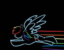 Size: 1800x1400 | Tagged: safe, artist:darkthunder8716, rainbow dash, g4, black background, flying, full body, lineart, minimalist, no face, rainbow, side view, simple background, solo, spread wings, wings