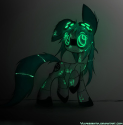 Size: 2381x2420 | Tagged: safe, artist:vulpessentia, oc, oc only, oc:cloudsmasher, robot, glowing, runes, solo