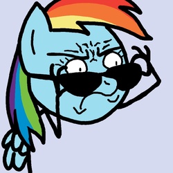 Size: 945x945 | Tagged: safe, artist:megasweet, rainbow dash, pony, g4, female, reaction image, solo, sunglasses