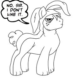 Size: 945x945 | Tagged: safe, artist:megasweet, artist:rustydooks, big macintosh, earth pony, pony, g4, bunny costume, bunny pajamas, clothes, cute, lineart, macabetes, male, monochrome, mr. horse, pink nightmare, ren and stimpy, solo, stallion
