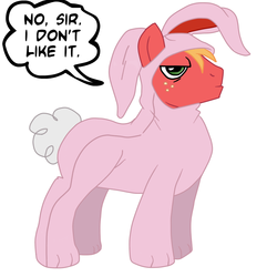 Size: 945x945 | Tagged: safe, artist:leth, artist:megasweet, artist:rustydooks, big macintosh, earth pony, pony, g4, bunny costume, bunny pajamas, clothes, macabetes, male, mr. horse, pink nightmare, ren and stimpy, solo, stallion