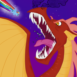 Size: 945x945 | Tagged: safe, artist:megasweet, artist:rustydooks, basil, rainbow dash, dragon, pegasus, pony, g4