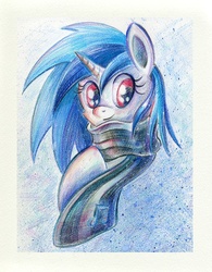 Size: 700x899 | Tagged: safe, artist:maytee, dj pon-3, vinyl scratch, pony, g4, clothes, female, scarf, solo