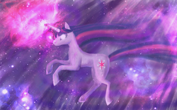 Size: 1600x1000 | Tagged: safe, artist:astropteryx, twilight sparkle, pony, g4, female, solo, space