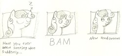 Size: 1618x744 | Tagged: safe, artist:kl, sweetie belle, g4, headcanon, sketch, sleeping, zzz