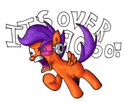 Size: 630x519 | Tagged: safe, artist:darkone10, scootaloo, g4, dragon ball, dragon ball z, over 9000, scouter, scouterloo