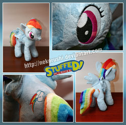 Size: 1500x1488 | Tagged: safe, artist:nekorushi, rainbow dash, pony, g4, irl, photo, plushie, solo