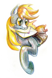 Size: 601x901 | Tagged: safe, artist:maytee, derpy hooves, pegasus, pony, g4, female, letter, mare, solo