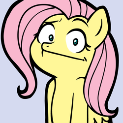 Size: 945x945 | Tagged: safe, artist:megasweet, artist:monochromatic, fluttershy, pegasus, pony, g4, eyebrows, female, looking at you, mare, raised eyebrow, reaction image, solo, wings