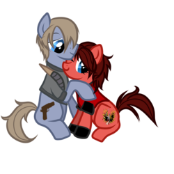 Size: 3000x3000 | Tagged: safe, claire redfield, crossover, leon s. kennedy, leon scott kennedy, ponified, resident evil