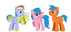 Size: 1024x473 | Tagged: safe, artist:rebron-y, firefly, rainbow blaze, oc, pegasus, pony, g1, g4, armor, father-in-law, female, firefly's dad, folded wings, g1 to g4, generation leap, male, mare, ship:fireblaze, simple background, spread wings, stallion, transparent background, wings