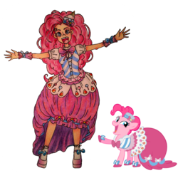 Size: 800x800 | Tagged: safe, artist:batwitch, pinkie pie, human, g4, clothes, dress, gala dress, humanized