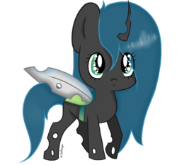 Size: 1650x1536 | Tagged: safe, artist:wisterya, queen chrysalis, changeling, changeling queen, g4, chibi, female, signature, simple background, solo, transparent background