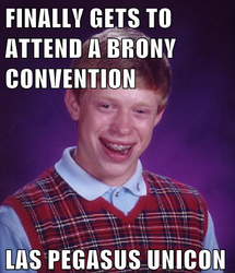 Size: 474x550 | Tagged: safe, human, bad luck brian, barely pony related, brony, convention, exploitable meme, fail, image macro, irl, irl human, meme, photo, text, unicon, unicon 2013