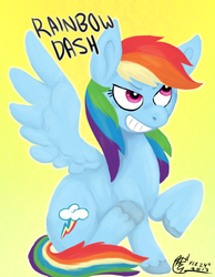 Size: 885x1142 | Tagged: safe, artist:moronictroll, rainbow dash, pony, g4, female, solo