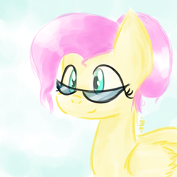 Size: 600x600 | Tagged: safe, artist:pazmercury, fluttershy, pony, g4, female, glasses, solo