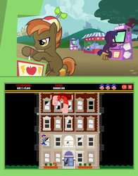 Size: 357x456 | Tagged: safe, apple bytes, archer (g4), button mash, scootablue, g4, arcade, button, colt, exploitable meme, female, filly, fix-it felix jr., foal, high score, high score plays, male, meme, video game, wreck-it ralph