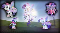 Size: 1280x720 | Tagged: safe, artist:gonzalolog, rarity, g4, sonic rainboom (episode), 3d, clothes, downloadable, dress, glimmer wings, gmod, makeup