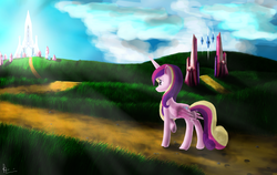 Size: 1900x1200 | Tagged: safe, artist:bronyontheway, princess cadance, alicorn, pony, g4, crystal empire, female, grass, mare, solo