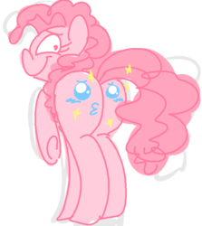 Size: 618x692 | Tagged: safe, artist:steeve, pinkie pie, earth pony, pony, g4, body writing, butt, cute, drawing, female, plot, solo