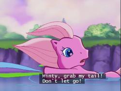 Size: 640x480 | Tagged: safe, screencap, pinkie pie (g3), rarity (g3), g3, the runaway rainbow, out of context, subtitles, tail
