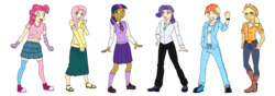 Size: 6000x2100 | Tagged: safe, artist:jinglesrasco, applejack, fluttershy, pinkie pie, rainbow dash, rarity, twilight sparkle, human, g4, converse, dark skin, female, humanized, mane six, shoes, simple background, transparent background