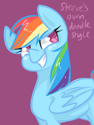 Size: 355x473 | Tagged: dead source, safe, artist:steeve, rainbow dash, g4, pink background, side view, simple background, solo