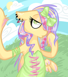 Size: 618x700 | Tagged: dead source, safe, artist:steeve, oc, oc only, oc:steevelynn, pegasus, pony, bow, female, hair bow, mare