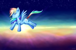 Size: 2000x1300 | Tagged: safe, artist:shiita64, rainbow dash, pony, g4, cloud, cloudy, female, solo