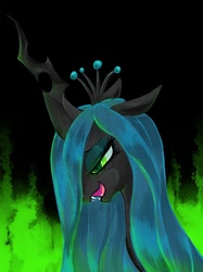 Size: 598x800 | Tagged: dead source, safe, artist:nyonhyon, queen chrysalis, g4, smiling