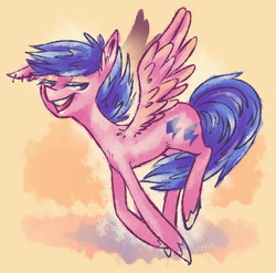 Size: 769x759 | Tagged: dead source, safe, artist:steeve, firefly, pegasus, pony, g1, g4, female, flying, g1 to g4, generation leap, mare, solo, spread wings, unshorn fetlocks, wings