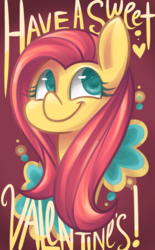 Size: 566x912 | Tagged: safe, artist:steeve, fluttershy, g4, bust, english, female, mare, no nose, smiling, text, valentine