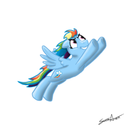 Size: 2000x2000 | Tagged: safe, artist:strachattack, rainbow dash, g4, flying, looking up, simple background, solo, spread wings, transparent background, wings