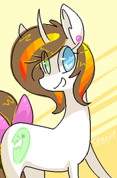 Size: 307x464 | Tagged: dead source, safe, artist:steeve, oc, oc only, pony, unicorn, bow, female, heterochromia, mare, solo, tail, tail bow