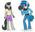 Size: 1140x1060 | Tagged: safe, artist:redsonne, dj pon-3, octavia melody, vinyl scratch, anthro, g4, bipedal, clothes, record