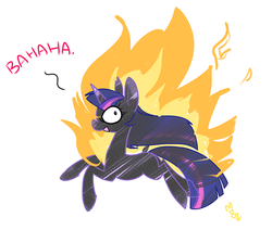 Size: 676x572 | Tagged: safe, artist:meekcheep, twilight sparkle, pony, g4, dialogue, female, fire, immolation, open mouth, simple background, solo, white background