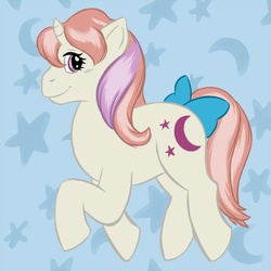 Size: 637x636 | Tagged: safe, artist:solitaryzombie, baby moondancer, pony, unicorn, g1, bow, female, mare, solo, tail, tail bow