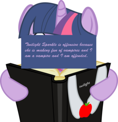 Size: 880x907 | Tagged: safe, twilight sparkle, offensive ponies, g4, book, meta, reading, text