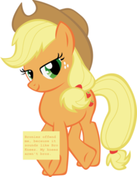 Size: 500x643 | Tagged: safe, applejack, offensive ponies, g4, meta, text