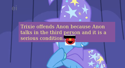 Size: 624x339 | Tagged: safe, screencap, trixie, offensive ponies, boast busters, g4, meta, text, totally not elmo