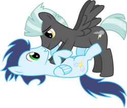 Size: 1280x1084 | Tagged: safe, artist:toughbluff, soarin', thunderlane, pegasus, pony, g4, duo, gay, male, shipping, simple background, soarilane, stallion, transparent background, vector