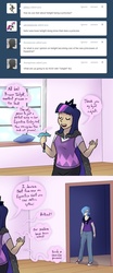 Size: 1280x3085 | Tagged: safe, artist:7nights, princess luna, twilight sparkle, human, ask human luna, g4, ask, comic, humanized, moderate dark skin, s1 luna