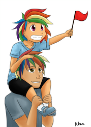 Size: 1000x1400 | Tagged: safe, artist:kprovido, rainbow blaze, rainbow dash, human, g4, duo, humanized, young